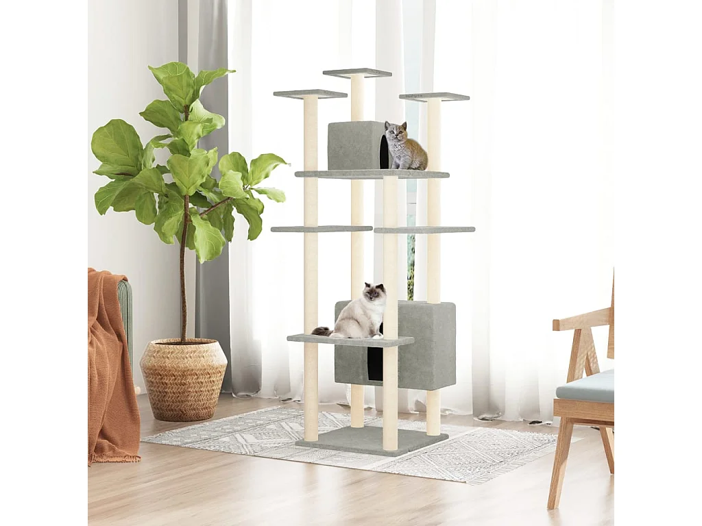 Moss  Arbre à chat avec griffoirs en sisal Gris clair 162 cm