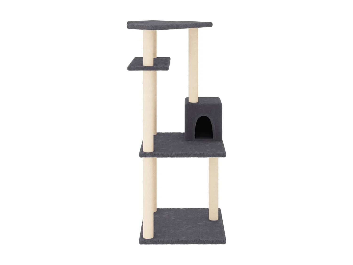 Gudleikr  Arbre à chat avec griffoirs en sisal gris foncé 123 cm