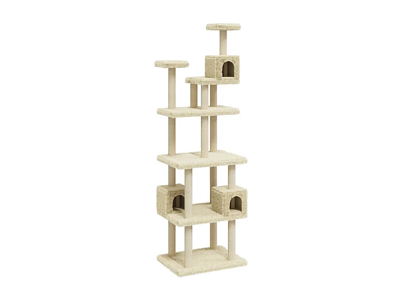 Cerindra  Arbre à chat avec griffoirs en sisal Crème 188 cm