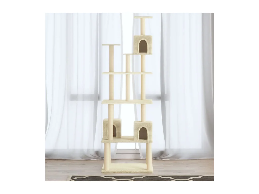 Cerindra  Arbre à chat avec griffoirs en sisal Crème 188 cm