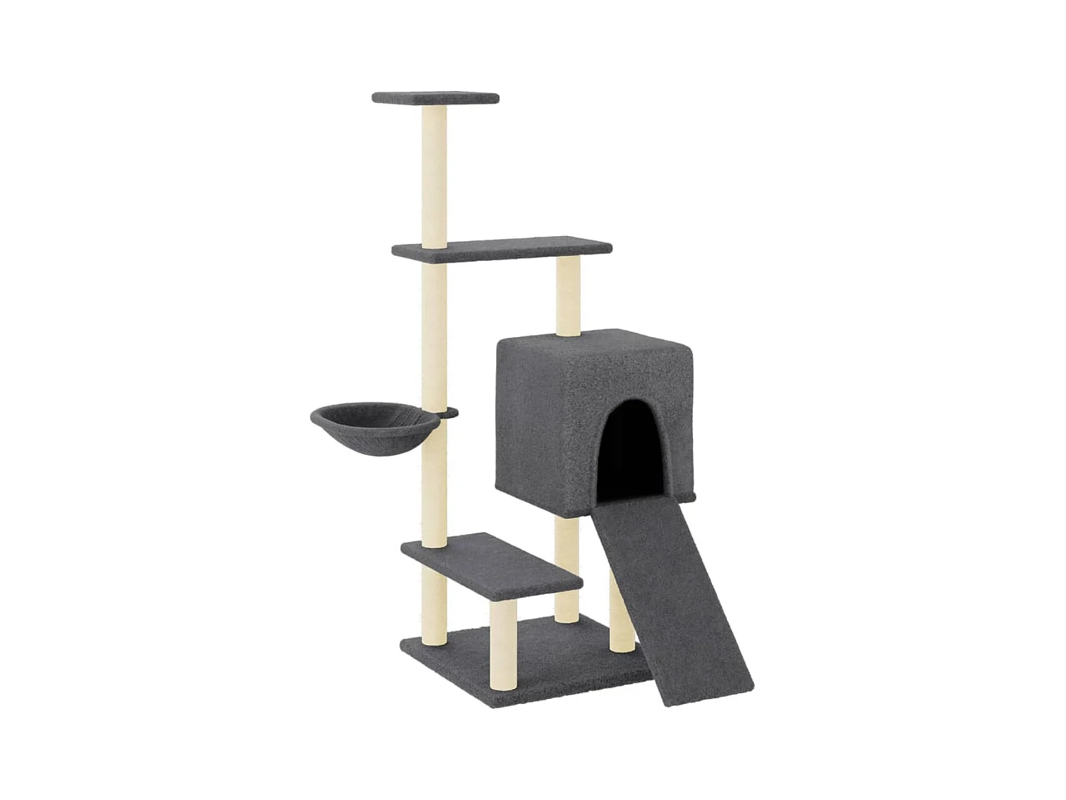 Louis-Pascal  Rascador para gatos con postes de sisal gris oscuro 130,5 cm