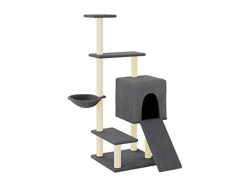 Louis-Pascal  Arbre à chat avec griffoirs en sisal gris foncé 130,5 cm