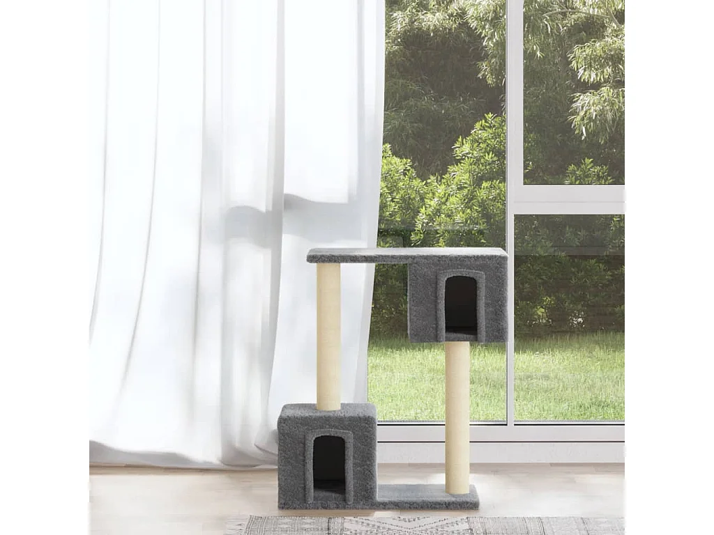 Milan  Arbre à chat avec griffoirs en sisal Gris clair 60 cm