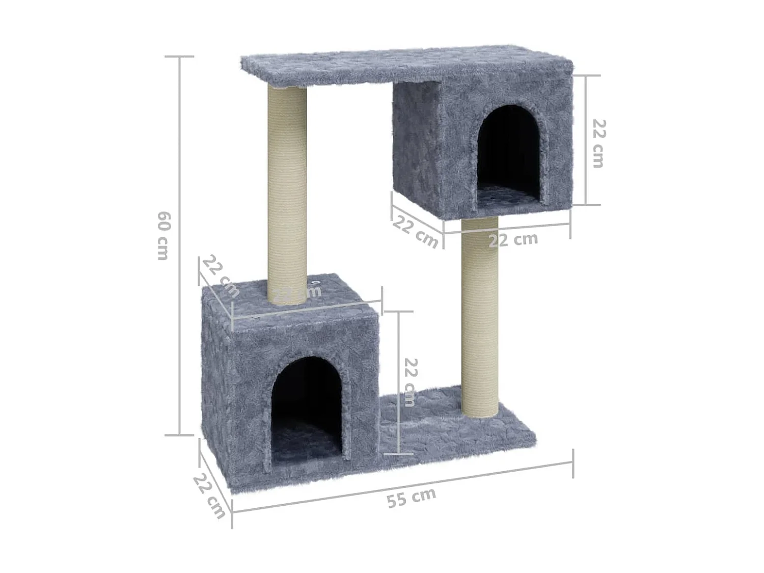 Milan  Arbre à chat avec griffoirs en sisal Gris clair 60 cm