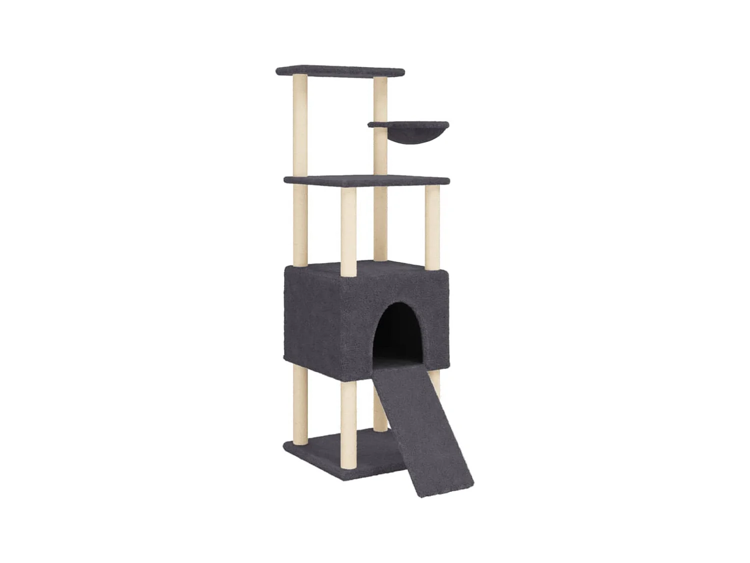 Andøy  Rascador para gatos con postes de sisal gris oscuro 153 cm
