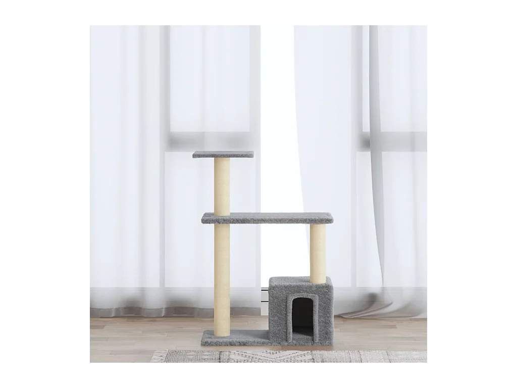 Elisa Luz  Arbre à chat avec griffoirs en sisal Gris clair 70 cm