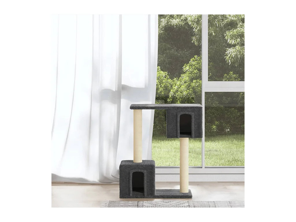 Milan  Arbre à chat avec griffoirs en sisal Gris foncé 60 cm