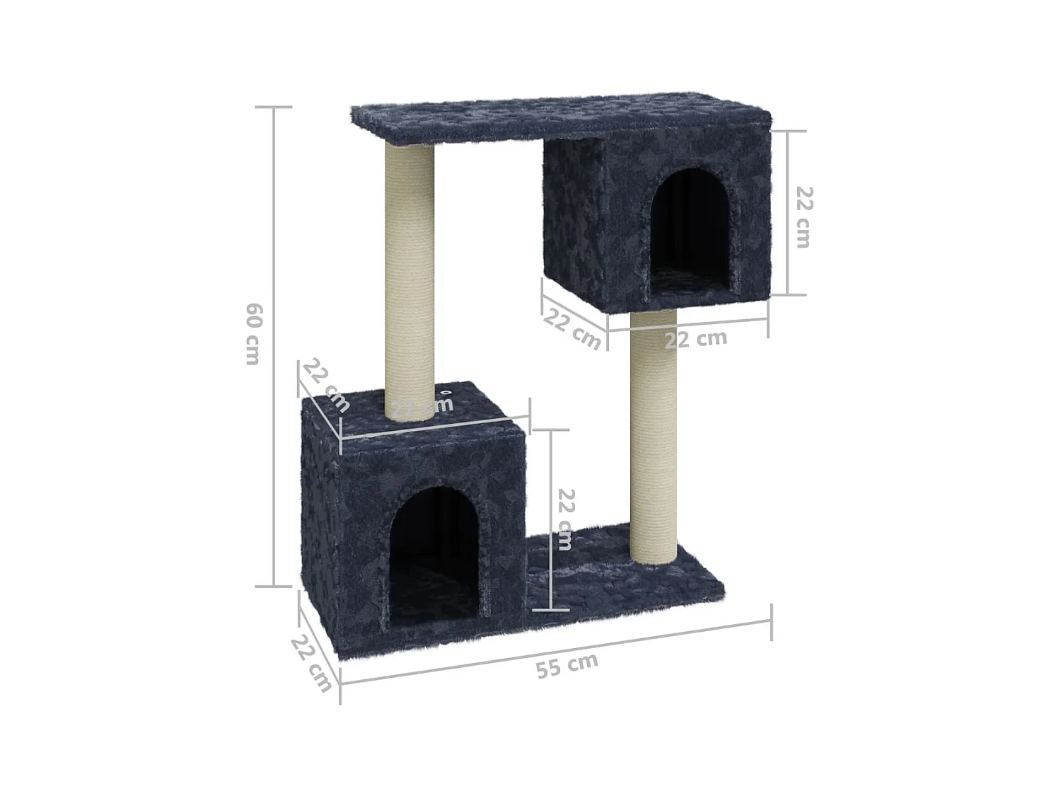 Milan  Arbre à chat avec griffoirs en sisal Gris foncé 60 cm