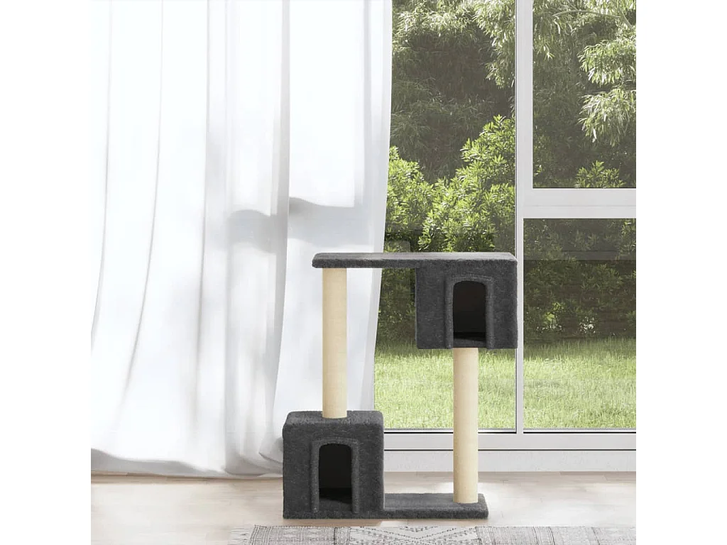 Milan  Arbre à chat avec griffoirs en sisal Gris foncé 60 cm