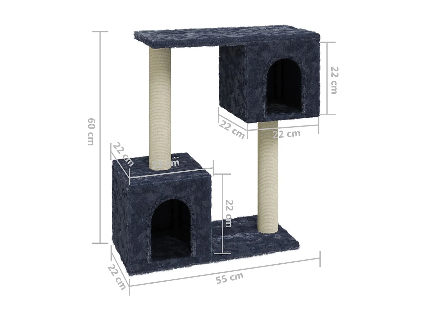 Milan  Arbre à chat avec griffoirs en sisal Gris foncé 60 cm