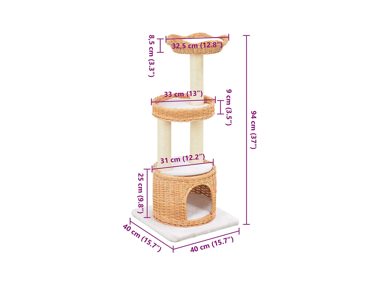 Prolenta Premium -  Arbre à chat avec griffoir en sisal l Bois de saule