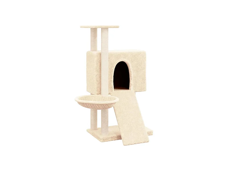 Tugba  Arbre à chat avec griffoirs en sisal Crème 96 cm