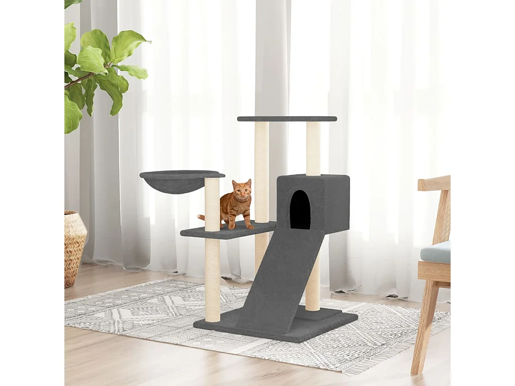 Wendir  Arbre à chat avec griffoirs en sisal Gris foncé 82 cm
