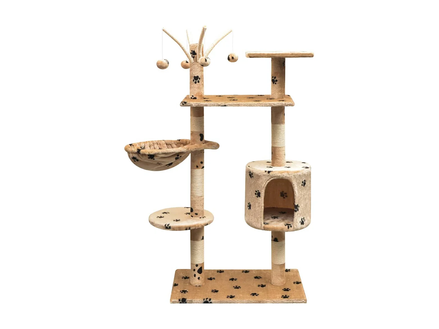 Bellmead  Arbre à chat et griffoir Sisal 125 cm Empreintes de pattes Beige