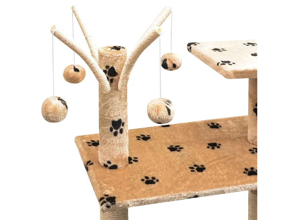 Bellmead  Arbre à chat et griffoir Sisal 125 cm Empreintes de pattes Beige