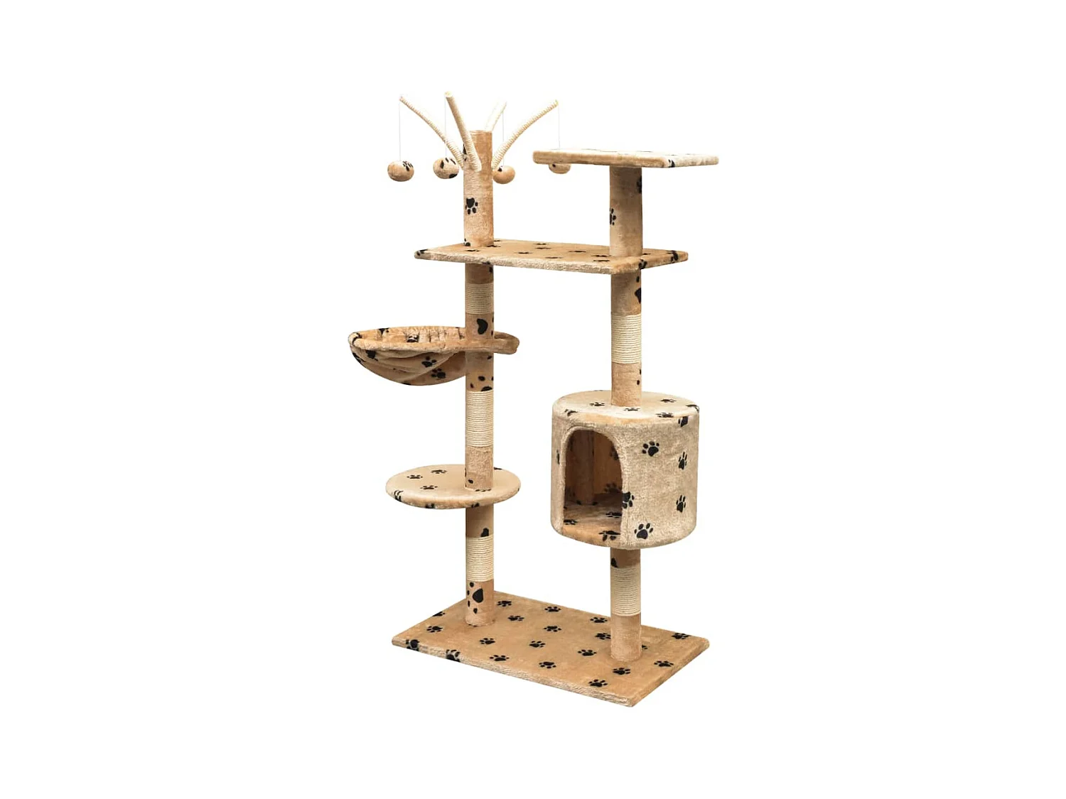 Bellmead  Arbre à chat et griffoir Sisal 125 cm Empreintes de pattes Beige