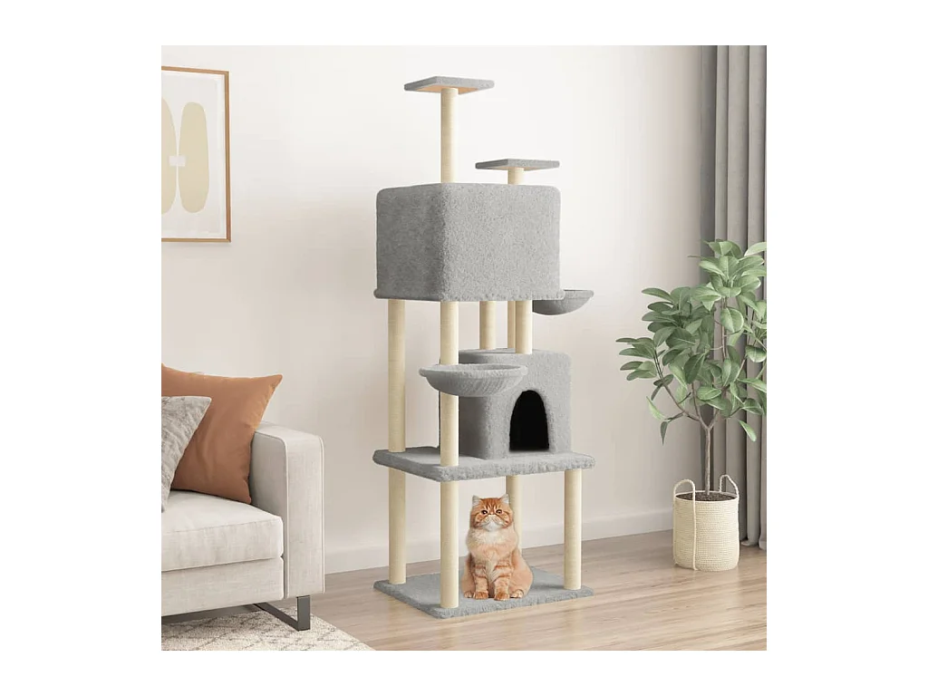 Wibo  Arbre à chat avec griffoirs en sisal Gris clair 180 cm