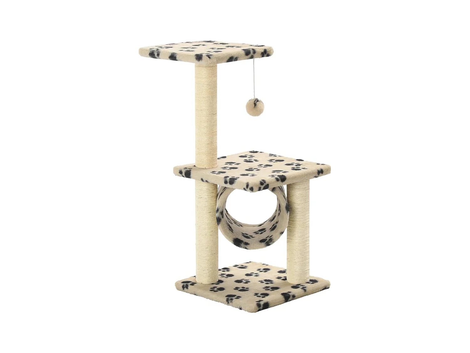Colen  Arbre à chat avec griffoirs en sisal 65 cm Beige Motif pattes