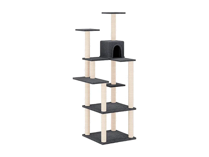 Burchard  Arbre à chat avec griffoirs en sisal Gris foncé 153 cm