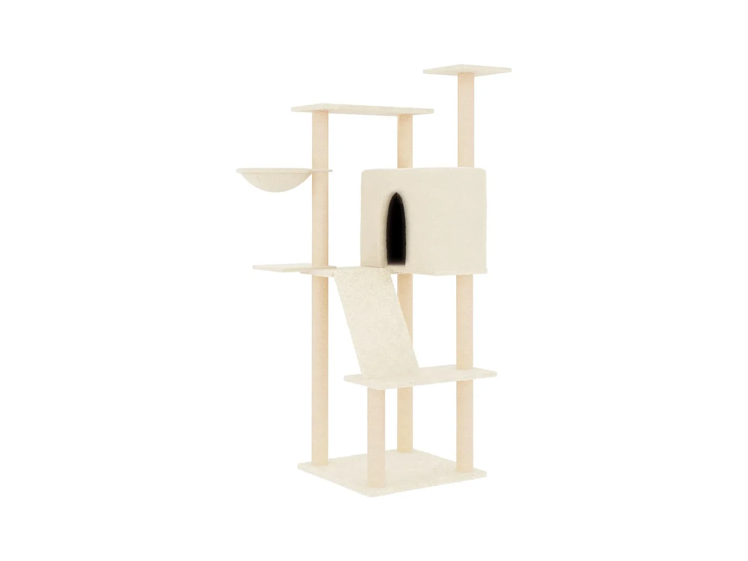 Nyfja  Arbre à chat avec griffoirs en sisal crème 143 cm