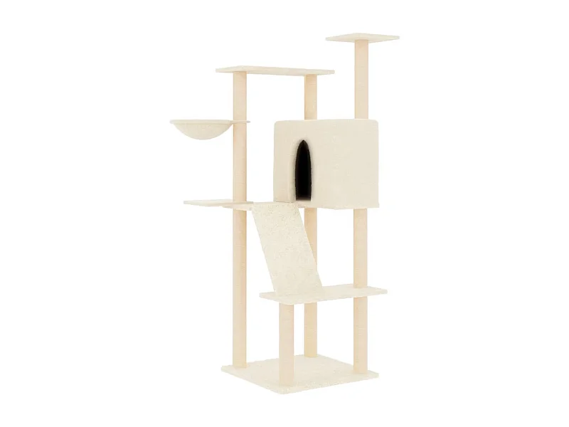 Nyfja  Arbre à chat avec griffoirs en sisal crème 143 cm