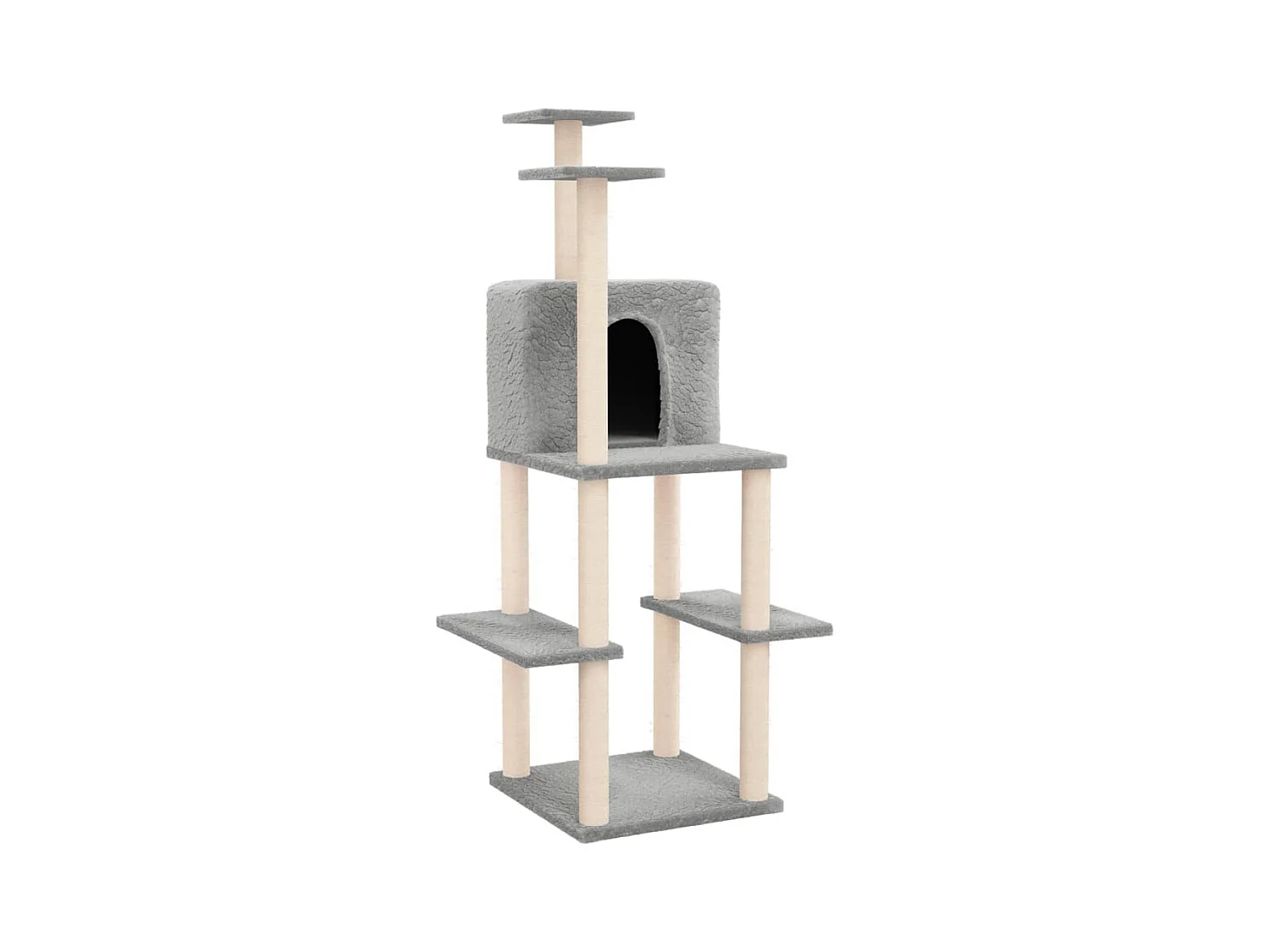 Gro Sofie  Arbre à chat avec griffoirs en sisal Gris clair 144,5 cm