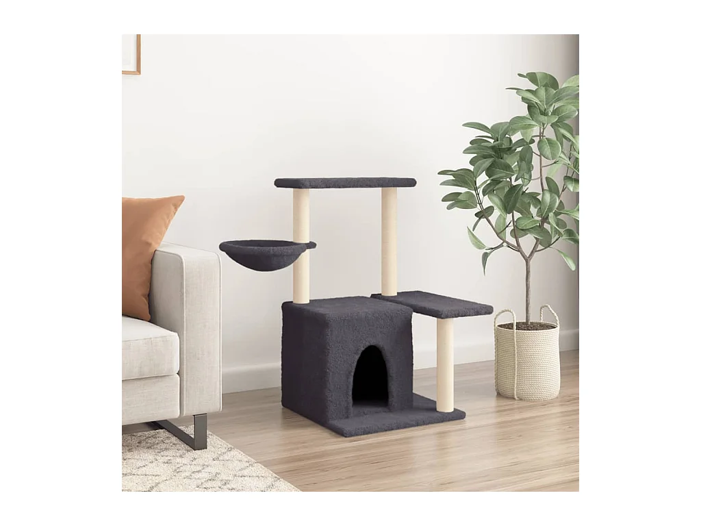 Hildborg  Arbre à chat avec griffoirs en sisal Gris foncé 83 cm