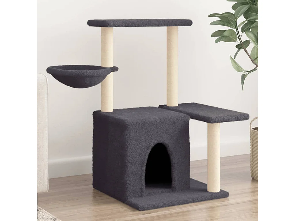 Hildborg  Arbre à chat avec griffoirs en sisal Gris foncé 83 cm