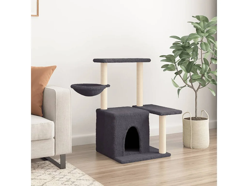 Hildborg  Arbre à chat avec griffoirs en sisal Gris foncé 83 cm