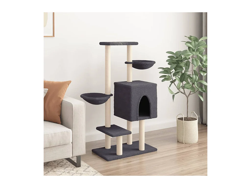 Laurent-Claude-Francis  Arbre à chat avec griffoirs en sisal gris foncé 117 cm