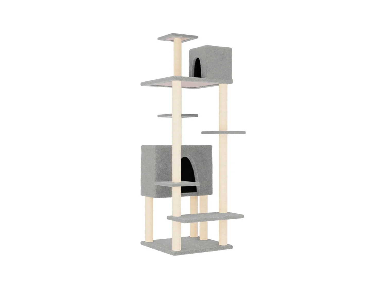 Wundir  Arbre à chat avec griffoirs en sisal Gris clair 154 cm