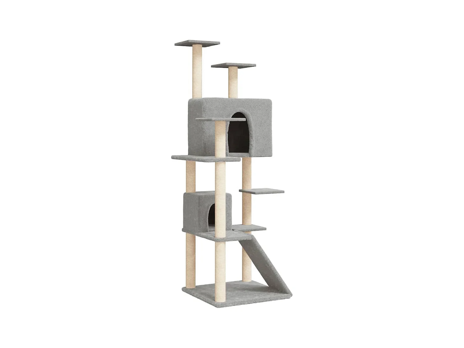 Hemet  Arbre à chat avec griffoirs en sisal Gris clair 153 cm