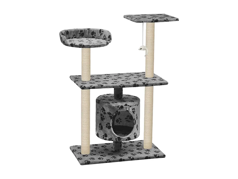 Sophie-Manon  Kattenkrabpaal met sisal krabpalen 95 cm pootafdrukken grijs