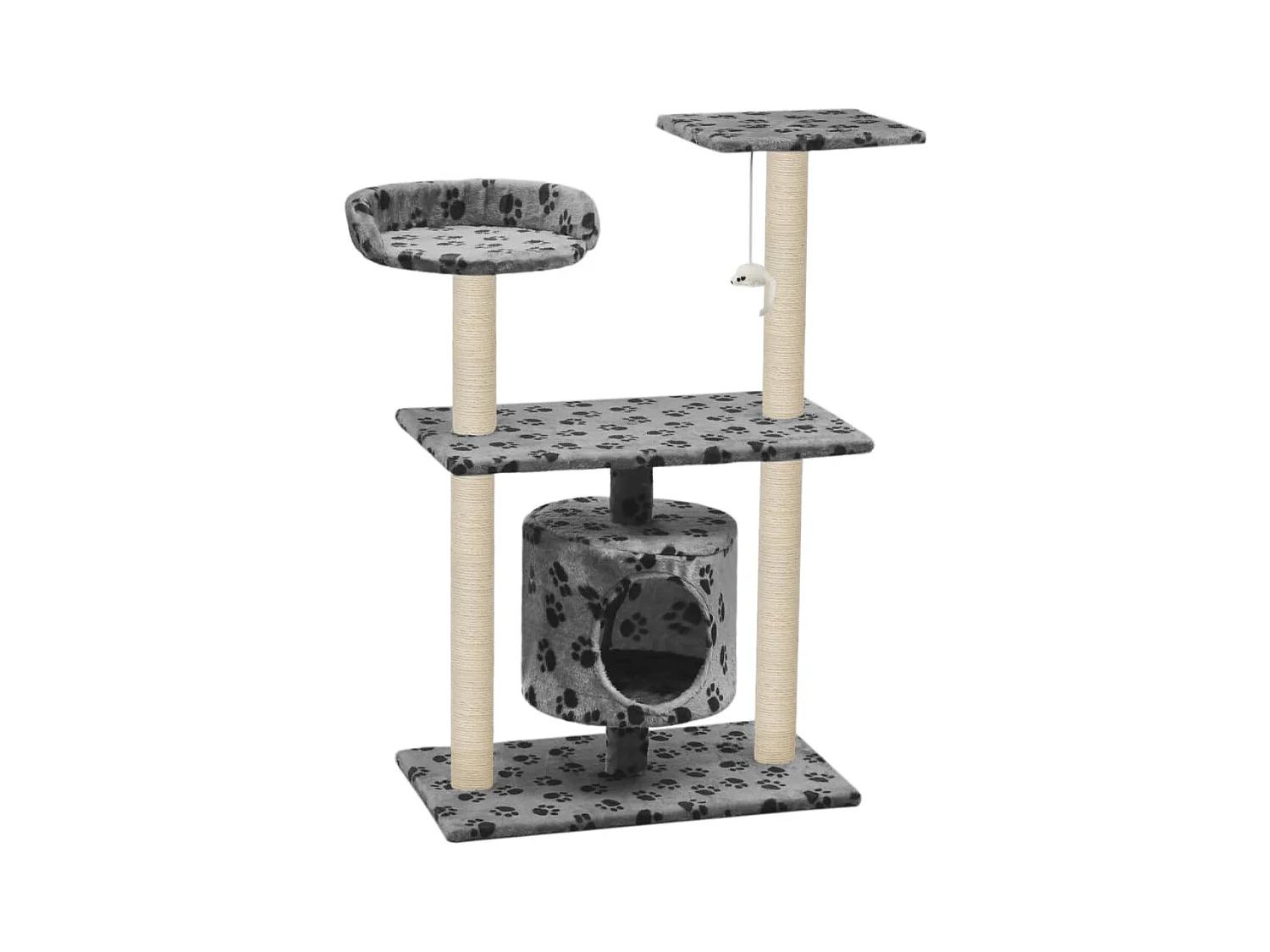 Sophie-Manon  Arbre à chat avec griffoir en sisal 95 cm Gris Motif de pattes