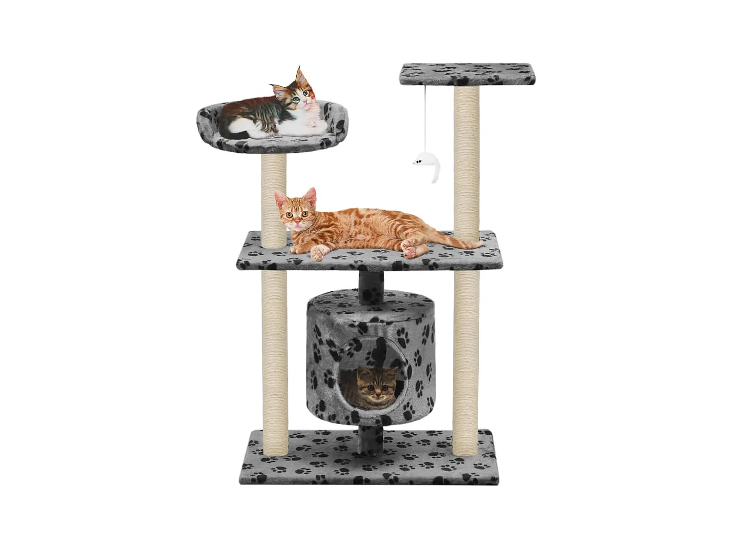 Sophie-Manon  Arbre à chat avec griffoir en sisal 95 cm Gris Motif de pattes