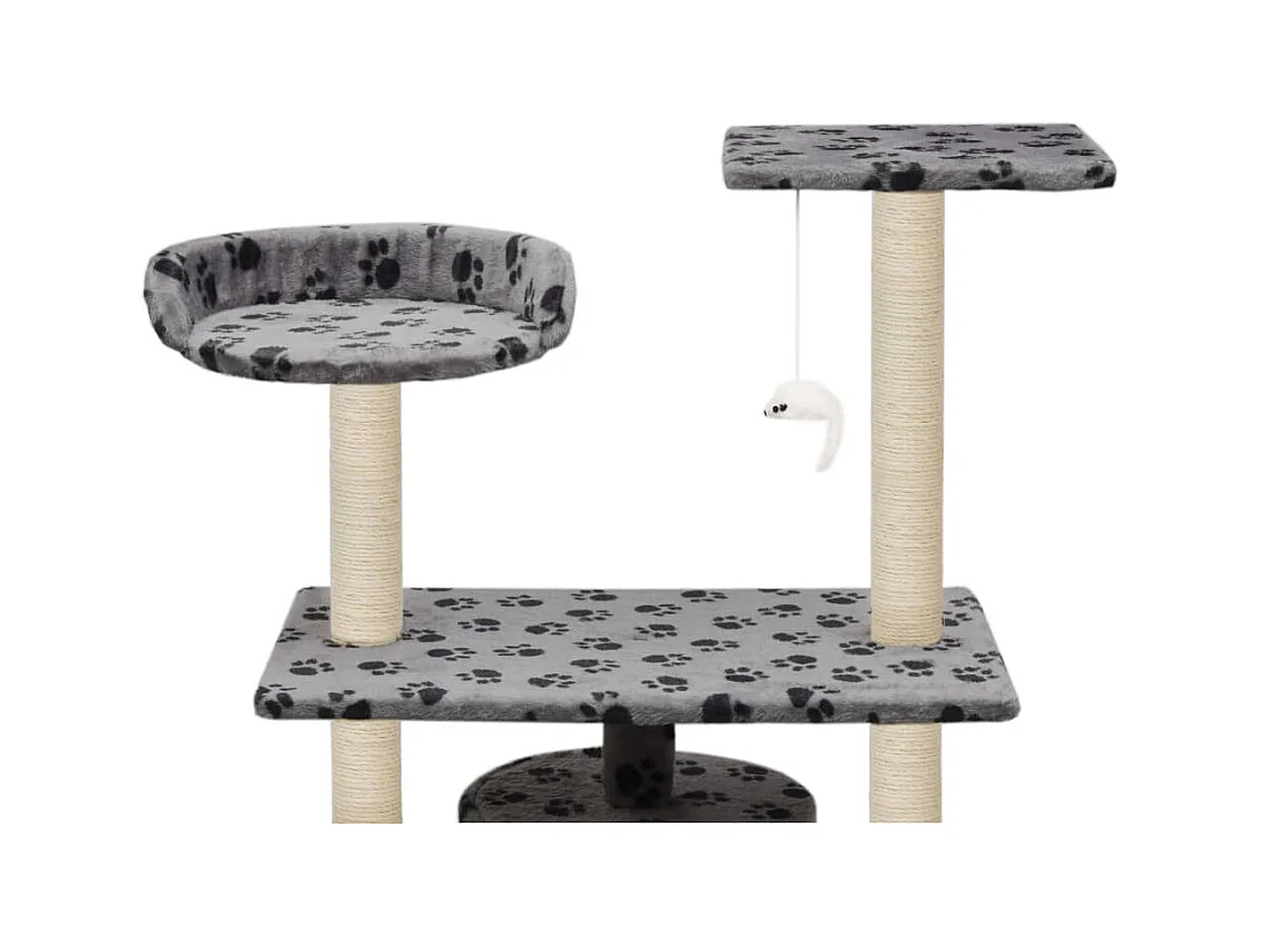 Sophie-Manon  Arbre à chat avec griffoir en sisal 95 cm Gris Motif de pattes
