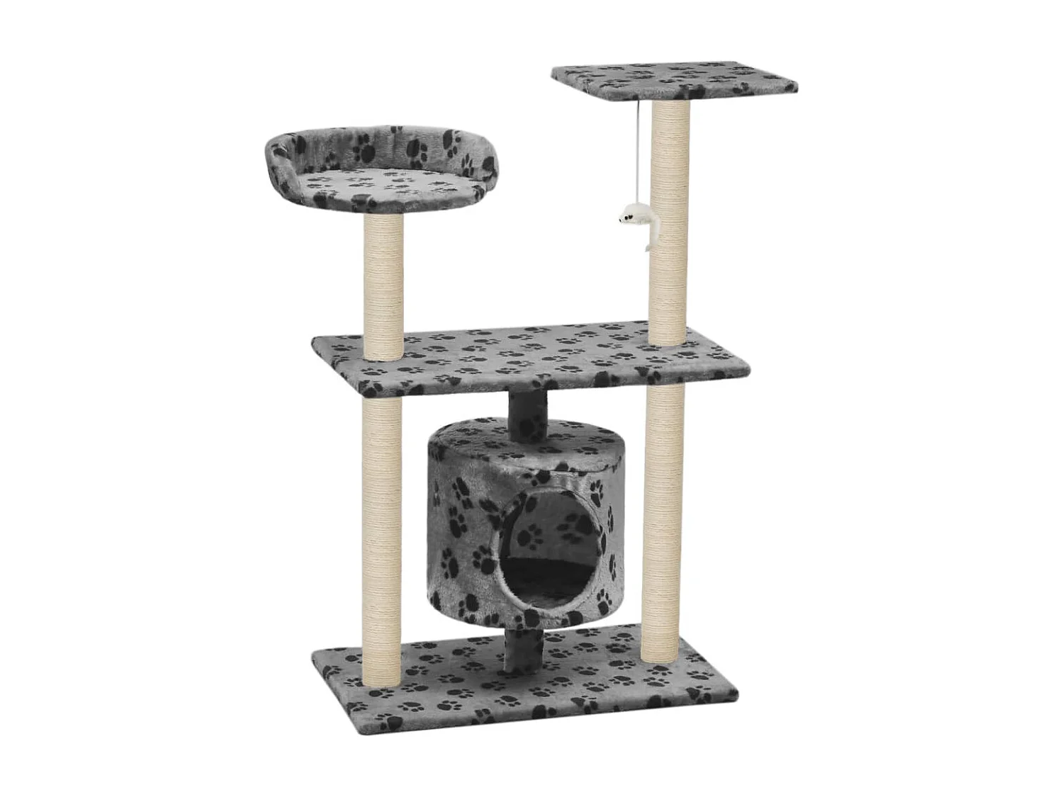 Sophie-Manon  Arbre à chat avec griffoir en sisal 95 cm Gris Motif de pattes