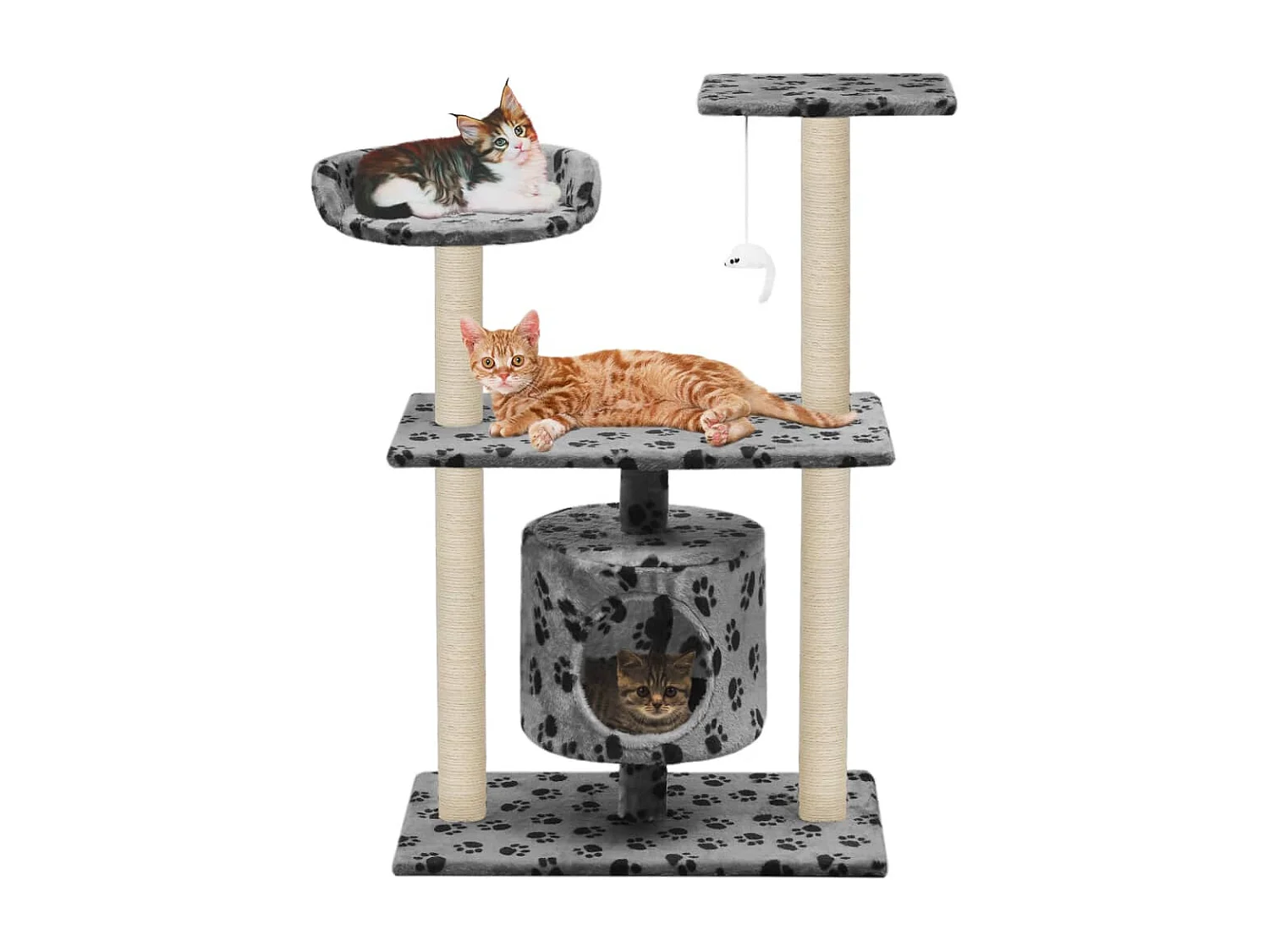 Sophie-Manon  Arbre à chat avec griffoir en sisal 95 cm Gris Motif de pattes