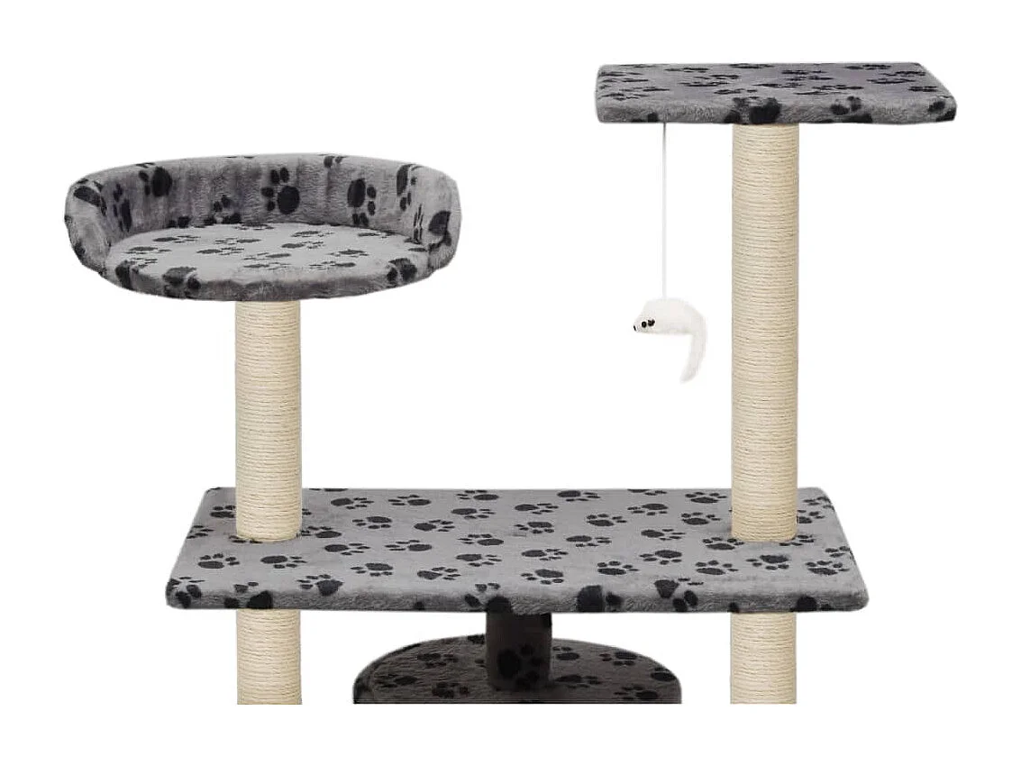 Sophie-Manon  Arbre à chat avec griffoir en sisal 95 cm Gris Motif de pattes
