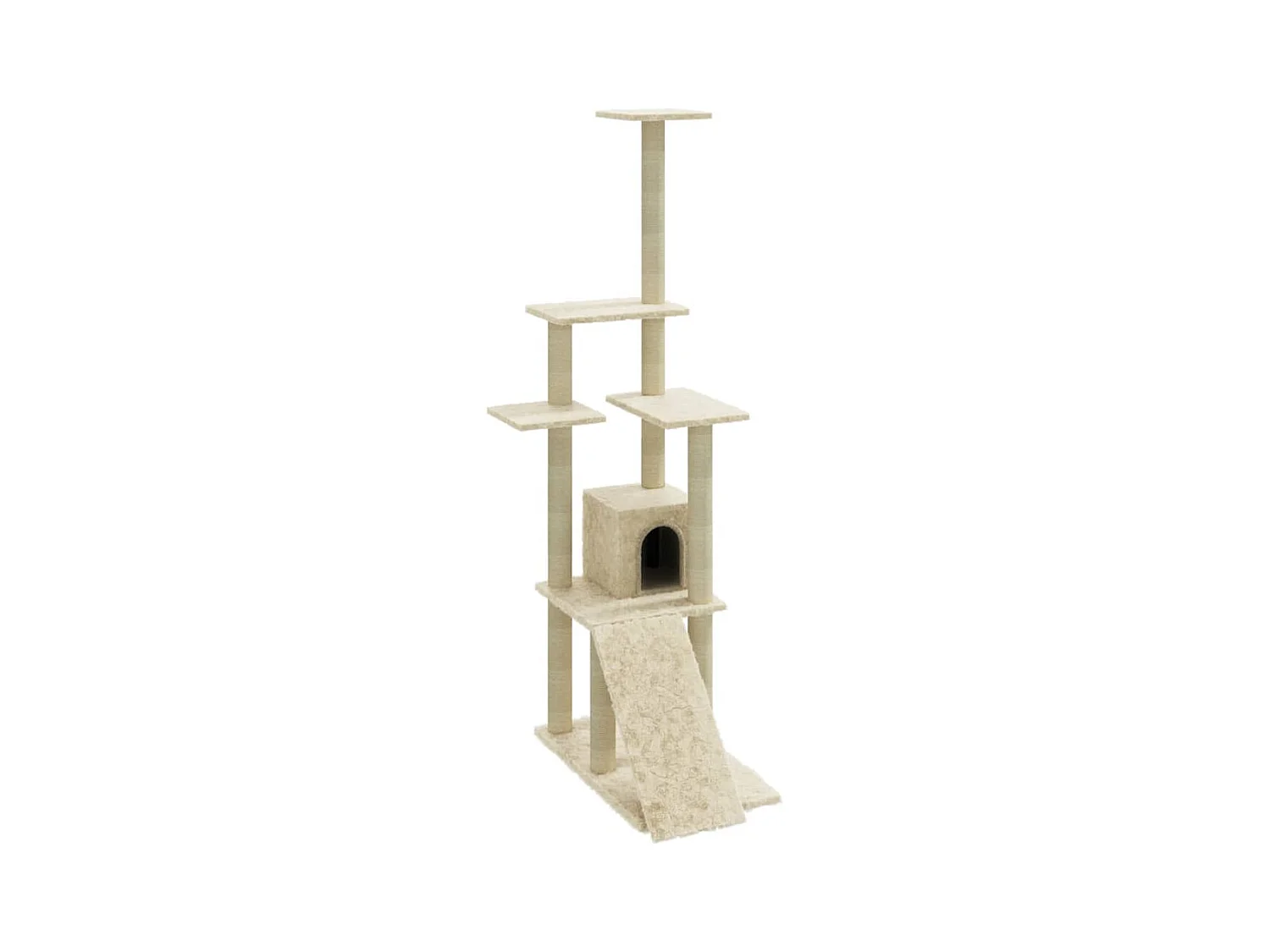 Tayfur  Arbre à chat avec griffoirs en sisal Crème 155 cm
