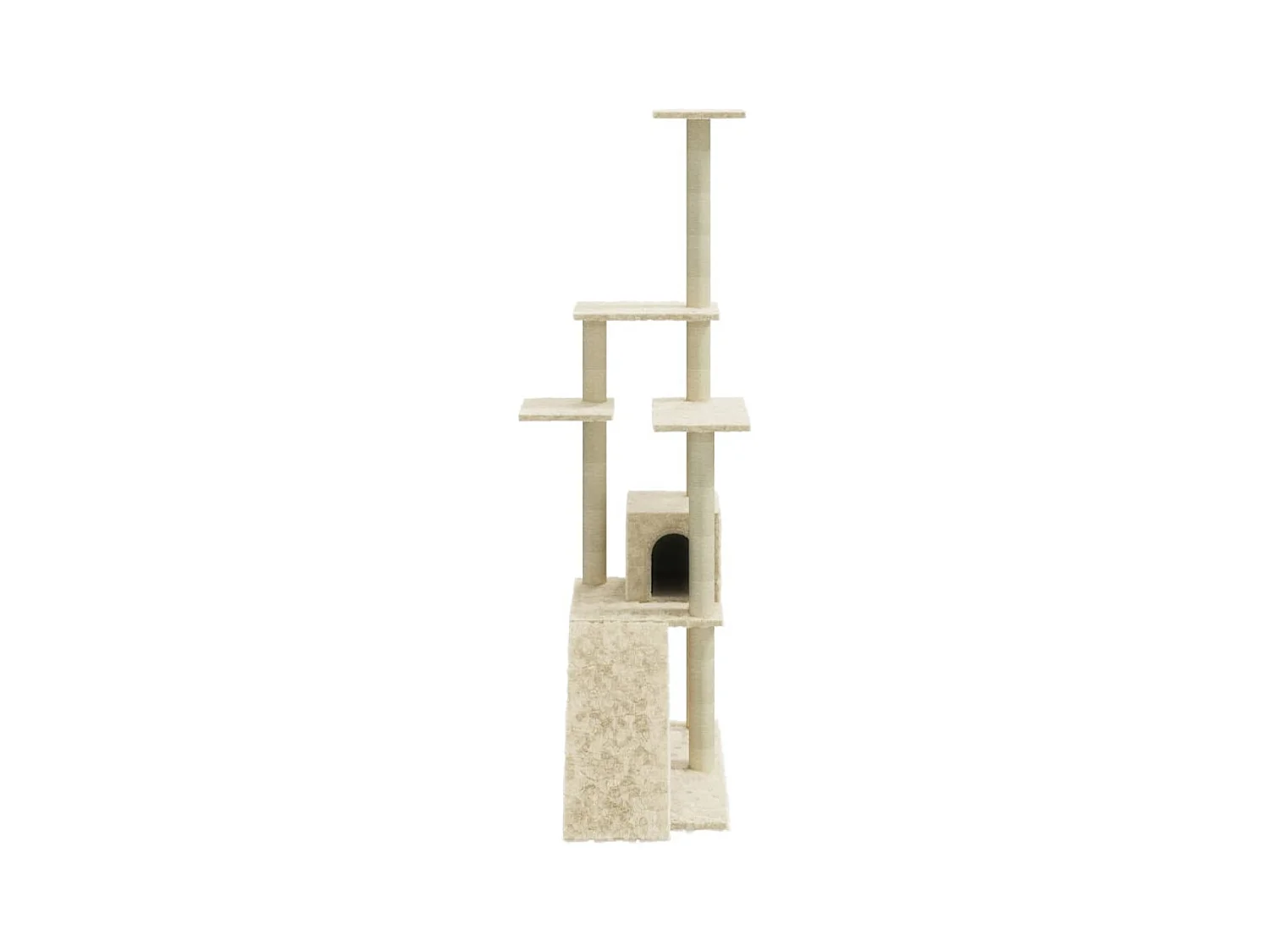 Tayfur  Arbre à chat avec griffoirs en sisal Crème 155 cm