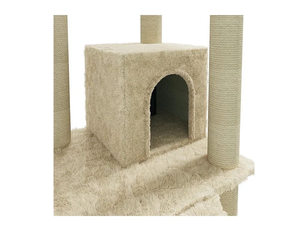 Tayfur  Arbre à chat avec griffoirs en sisal Crème 155 cm