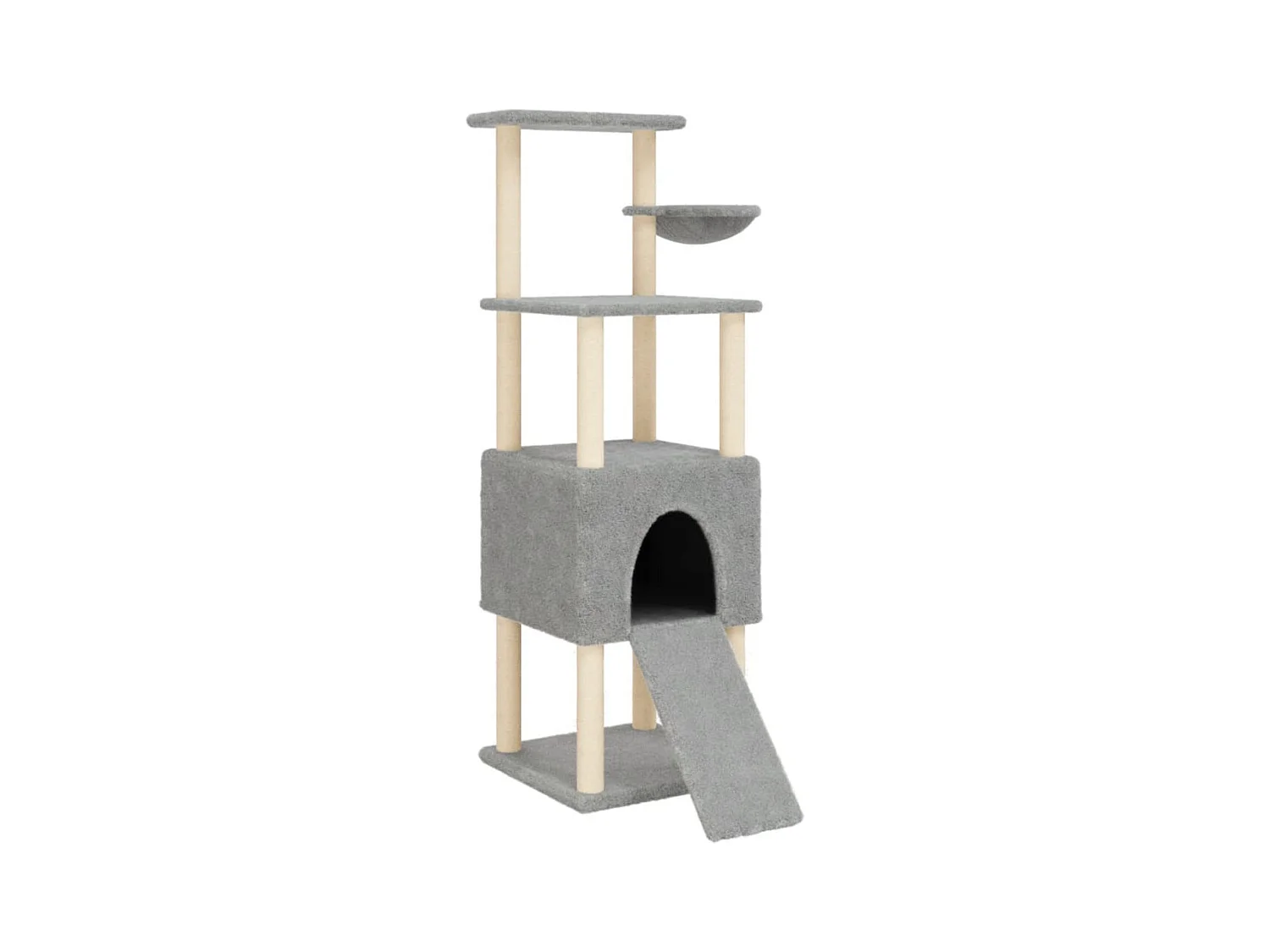 Andøy  Arbre à chat avec griffoirs en sisal Gris clair 153 cm