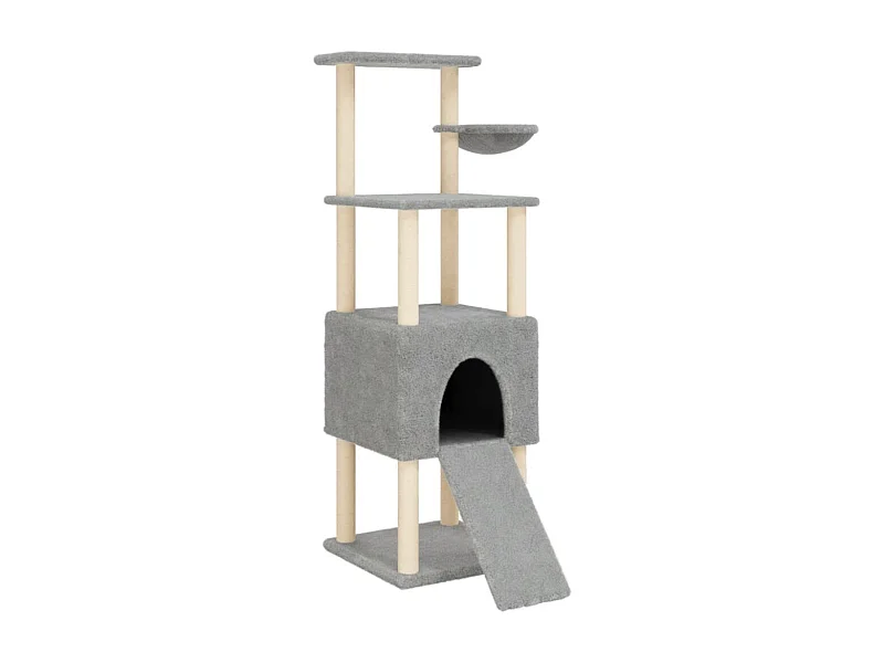 Andøy  Arbre à chat avec griffoirs en sisal Gris clair 153 cm
