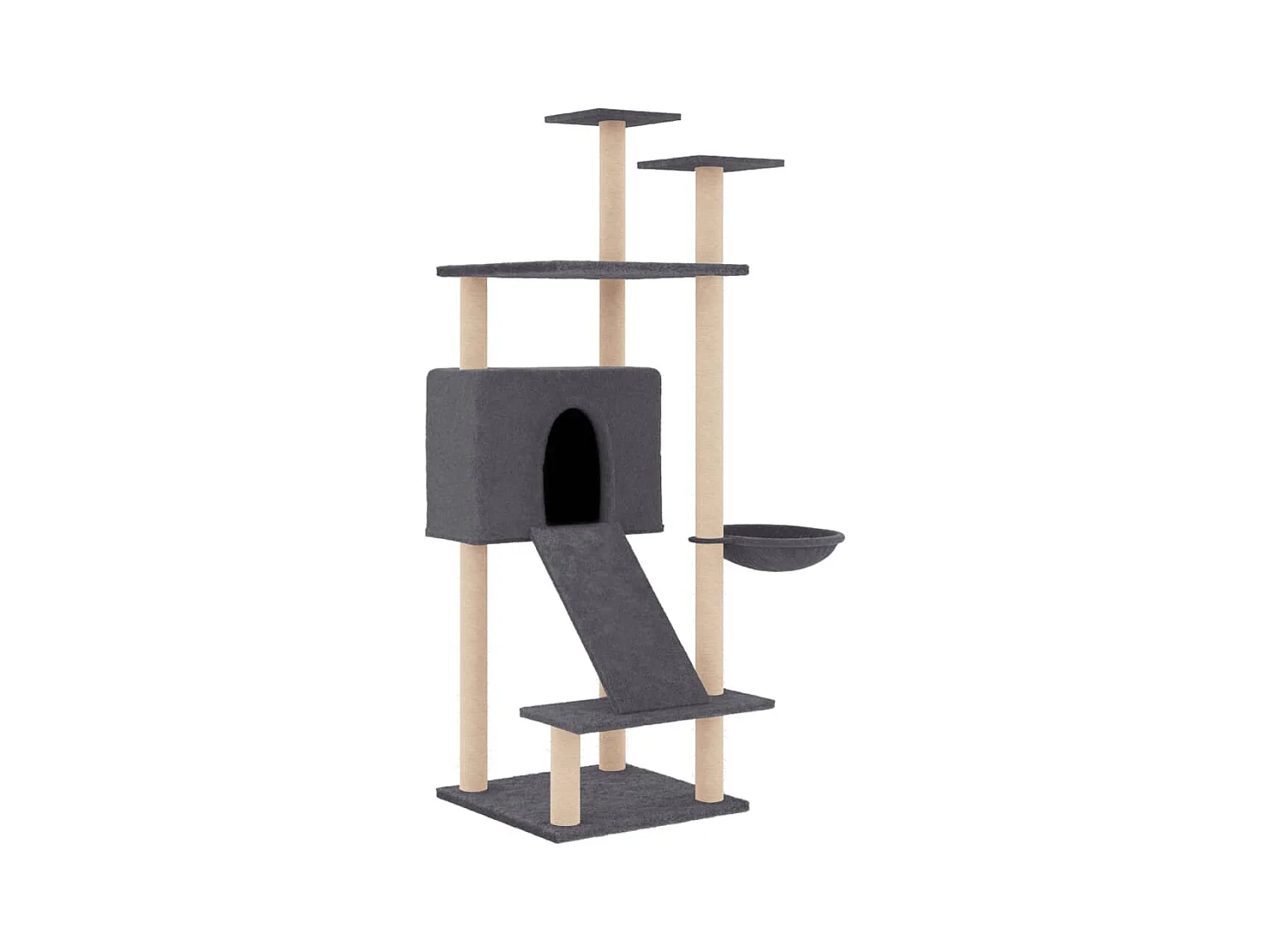 Rémi-Roland  Rascador para gatos con postes de sisal gris oscuro 153 cm