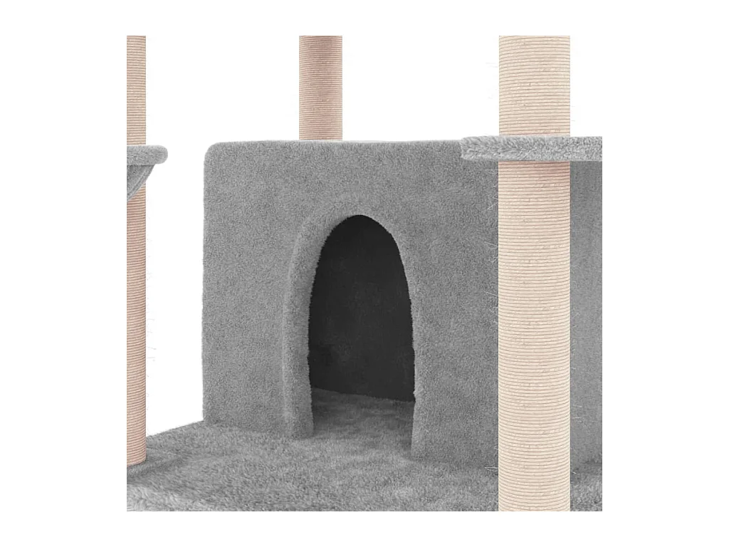 Sindar  Arbre à chat avec griffoirs en sisal Gris clair 166 cm
