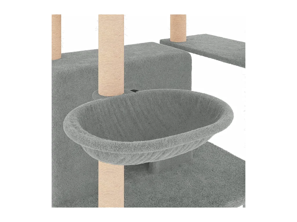 Sindar  Arbre à chat avec griffoirs en sisal Gris clair 166 cm