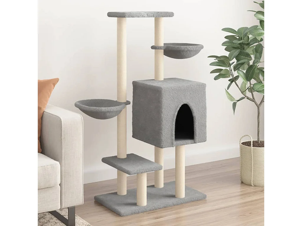 Laurent-Claude-Francis  Arbre à chat avec griffoirs en sisal gris clair 117 cm