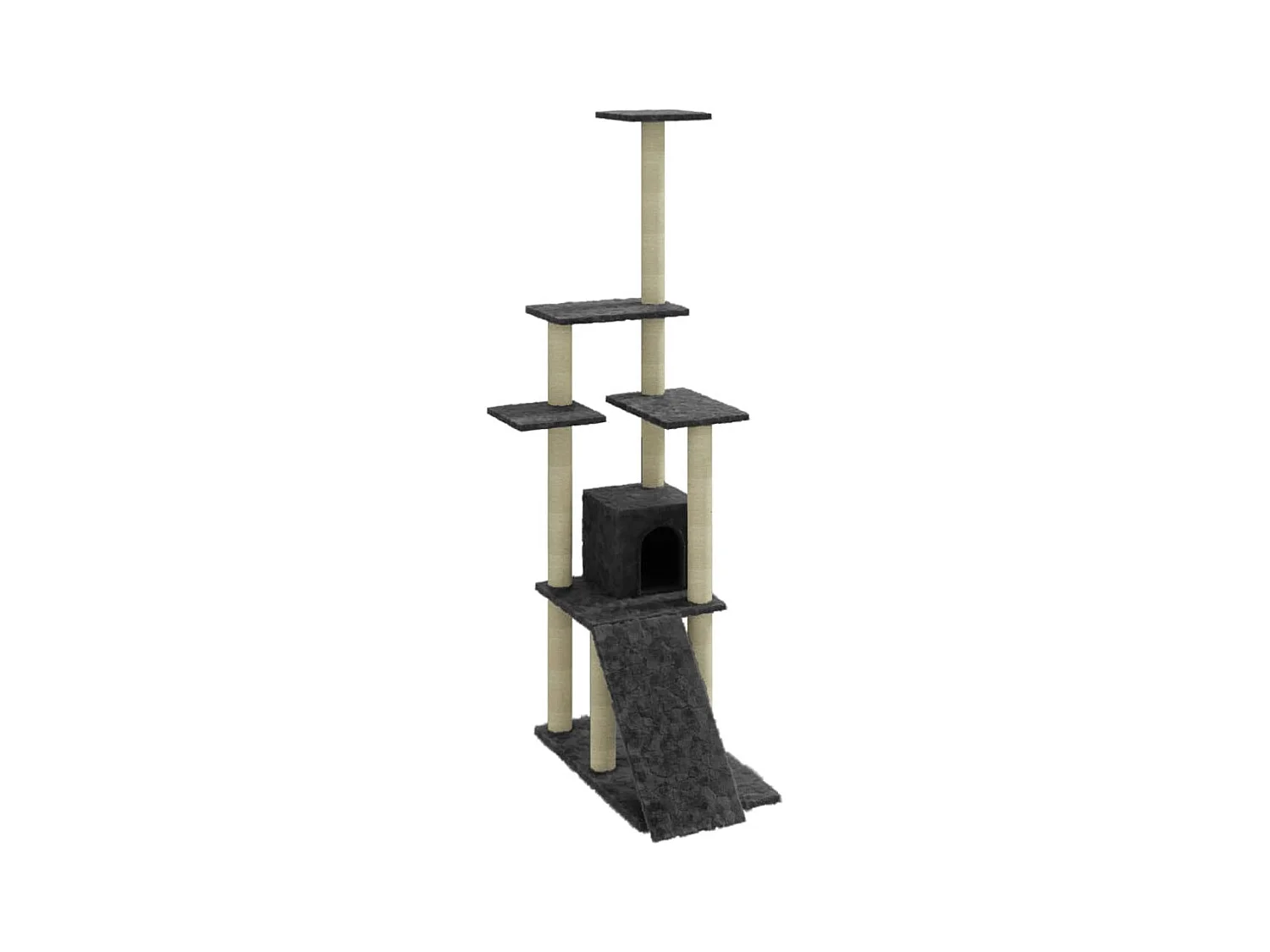Tayfur  Rascador para gatos con postes de sisal gris oscuro 155 cm