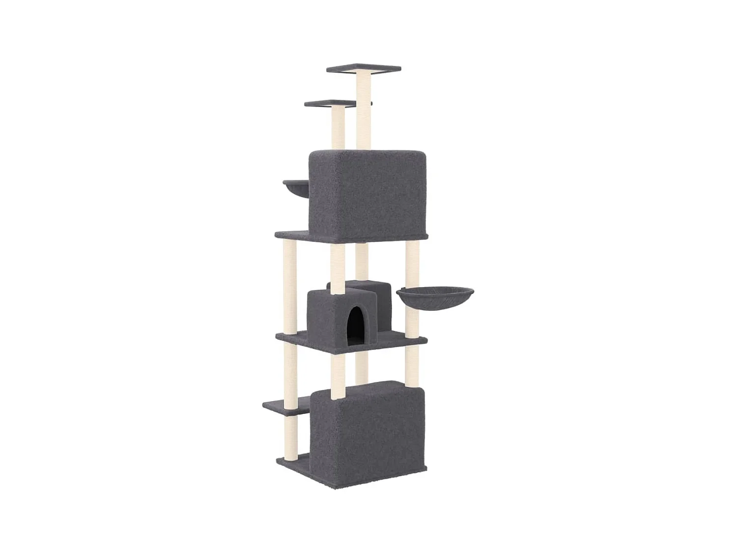 Lorya  Arbre à chat avec griffoirs en sisal Gris foncé 180 cm